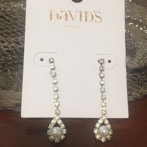 Rhinestone & Pearl Drop Earrings NWOT